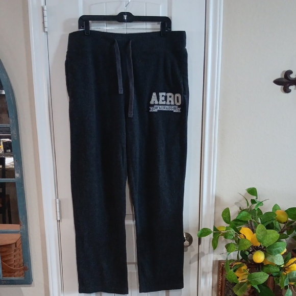 Aeropostale Gray Sweatpants with Elastic Waistband and Relaxed Varsity Lettering - Picture 1 of 6